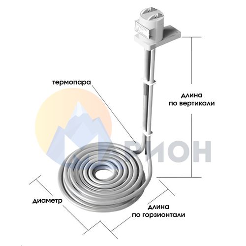 ТЭН фторопластовый, PTFE оболочка, модель HXFL, 500Вт, 220В, 305мм, D 125мм
