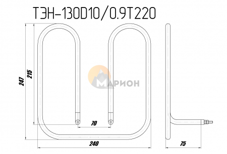 ТЭН 130Д 10/0,9 Т220 (КЭ-0,09/2,8 Чувашия)