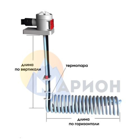 ТЭН фторопластовый, PTFE оболочка, модель HXL, 5000 Вт, 220 В